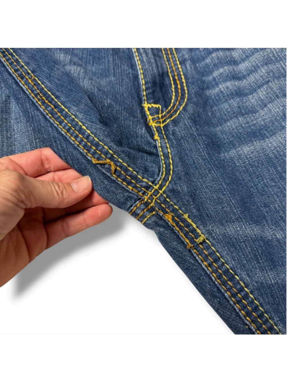 True Religion Mens Bobby Super T Jeans Thick Stitch Straight Blue 42x33 VTG USA